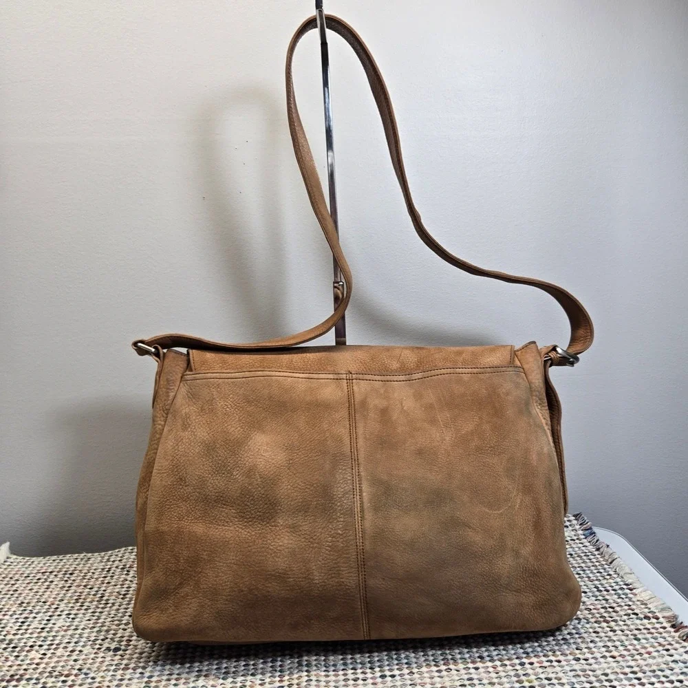 Eddie‎ Bauer Messenger Crossbody Satchel Brown Leather Large Travel Work School